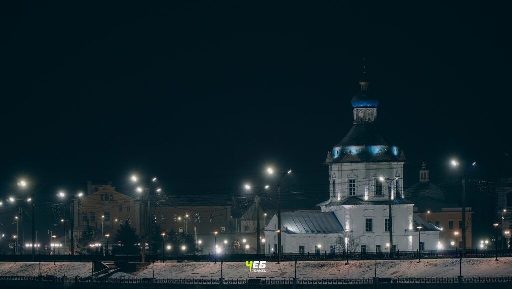 Церковь Успения Пресвятой Богородицы, Чебоксары  - ночью зимой