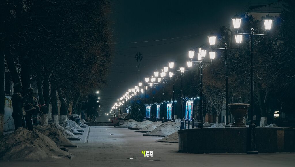 Чебоксары Арбат - красная площадь зимой ночью