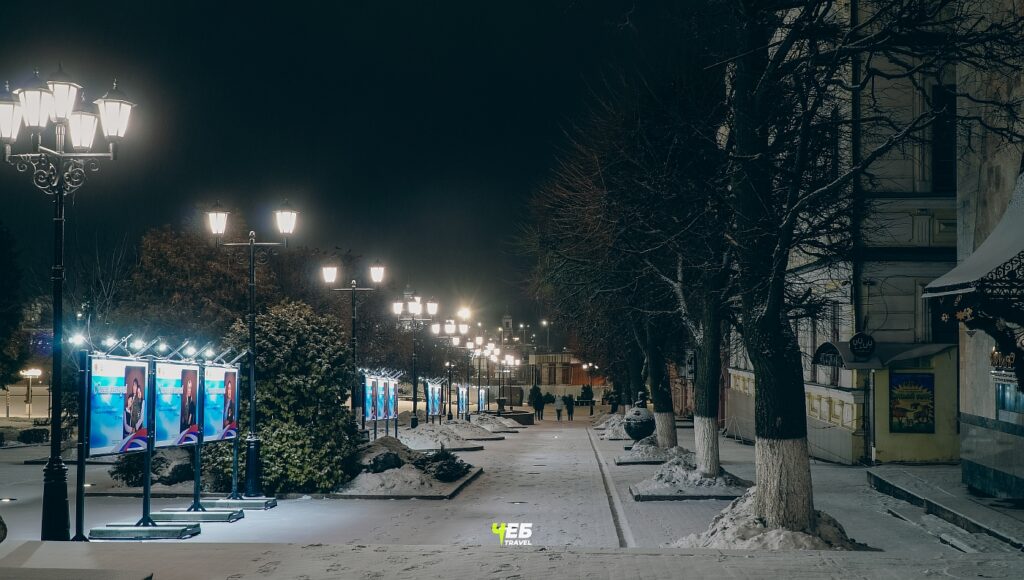 Чебоксары Арбат - красная площадь зимой ночью