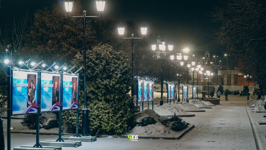Чебоксары Арбат - красная площадь зимой ночью