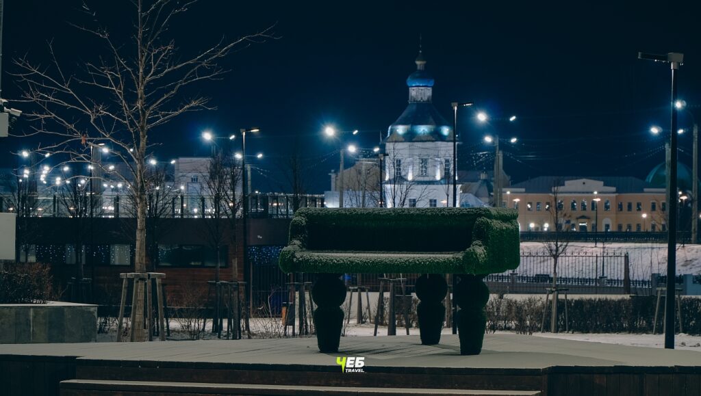 Красная площадь чебоксары  - ночью зимой