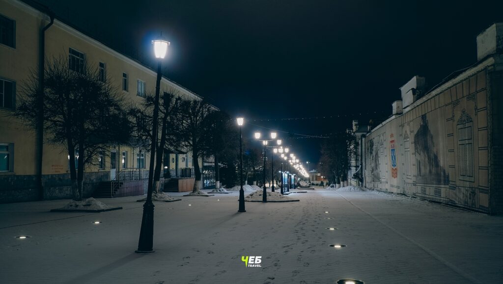Чебоксары Арбат - красная площадь зимой ночью