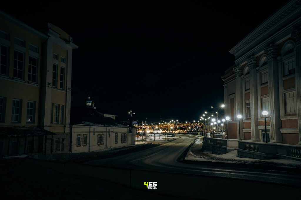 зимой ночью Набережная 